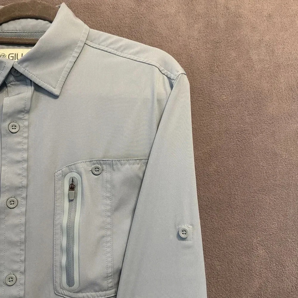 Gillz Blue Vented Button Up Fishing Shirt Mens Size Medium Breathable Roll Tab - Picture 7 of 8